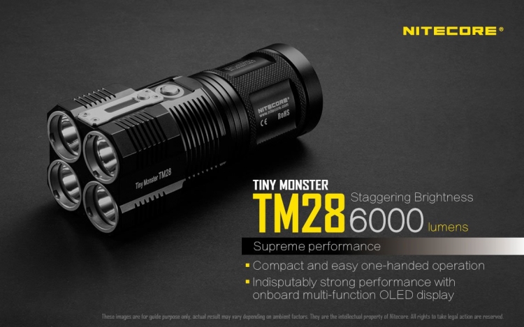 Piccoli mostri: torce Nitecore TM28 e TM03 CRI La Nitecore TM28 presenta un display OLED che consente all'utente di tenere sempre sotto controllo lo stato della torcia