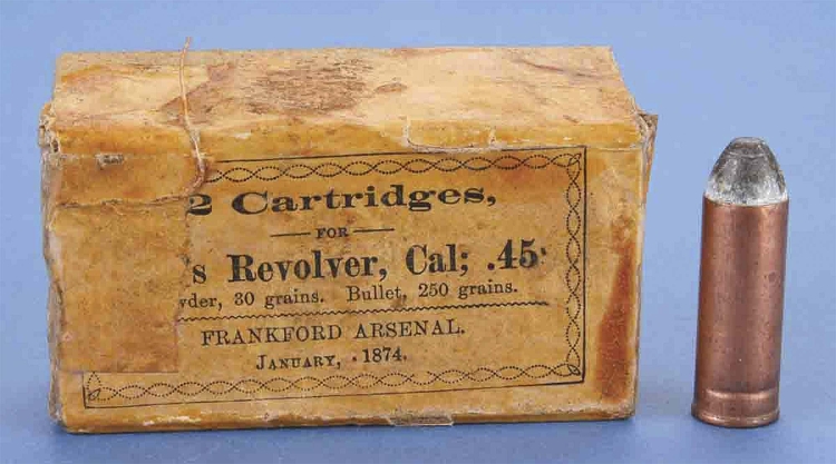 Why the Winchester 1873 was not chambered for the .45 Colt Vintage .45 Colt cartridges with "folded head" copper case and Benet type internal primer