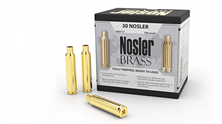 .30 Nosler ammunition For its new .30 caliber ammunition, Nosler offers also top quality brass cases