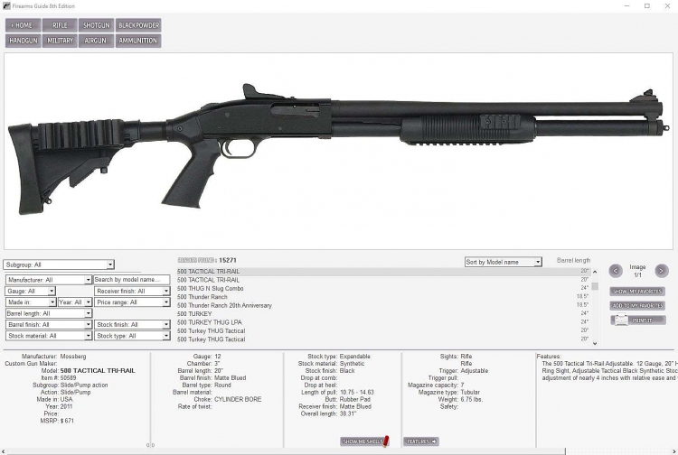 Firearms Guide: l'ottava edizione è su USB! Per ciascuna arma è possibile effettuare confronti con le caratteristiche tecniche e balistiche di altri modelli