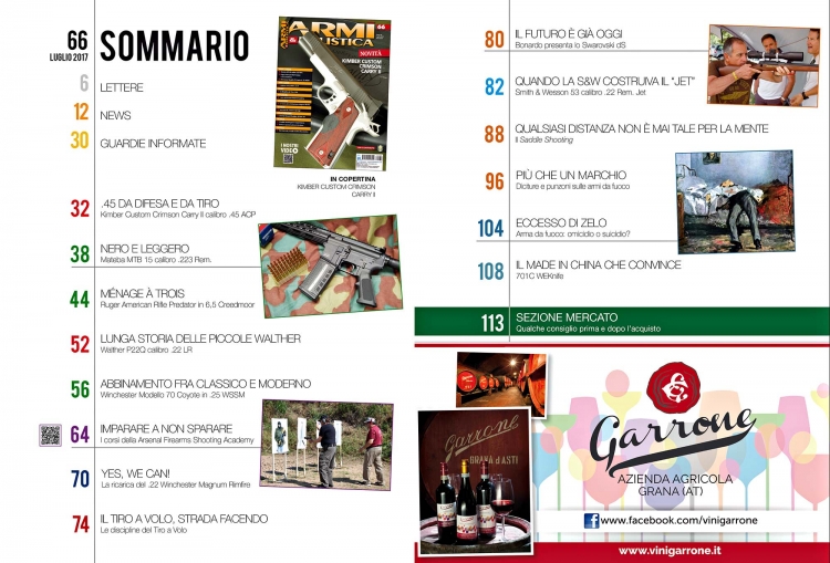 ARMI & BALISTICA: in edicola il numero di luglio ARMI & BALISTICA numero 66 / luglio 2017 SOMMARIO