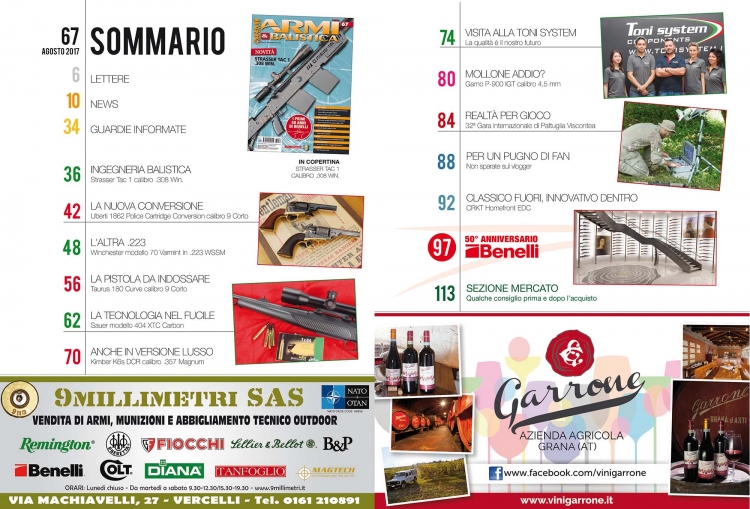 ARMI & BALISTICA: in edicola il numero di agosto ARMI & BALISTICA numero 67 / agosto 2017 SOMMARIO