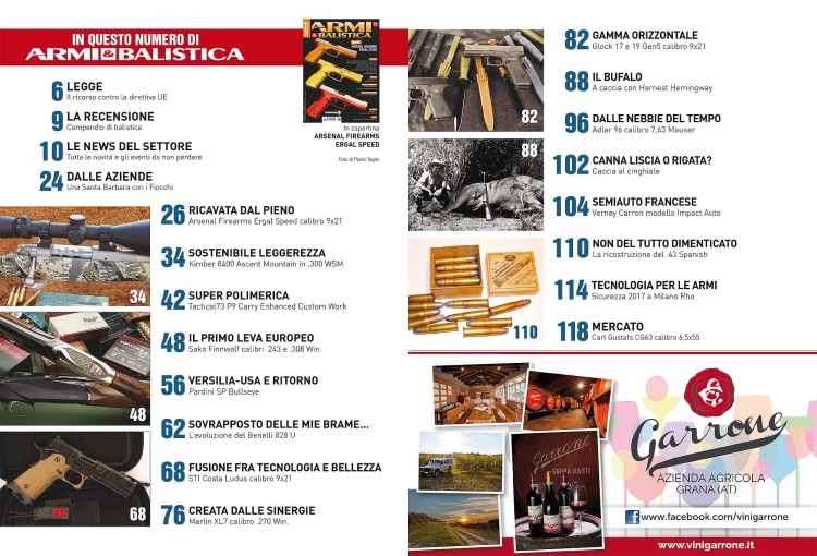 ARMI & BALISTICA: in edicola il numero di gennaio ARMI & BALISTICA numero 72 / Gennaio 2018 SOMMARIO