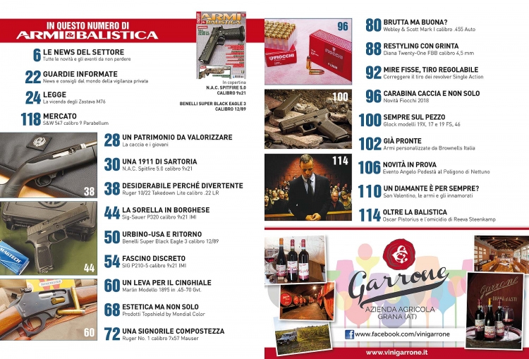 ARMI & BALISTICA: in edicola il numero di febbraio ARMI & BALISTICA numero 73 / febbraio 2018 SOMMARIO