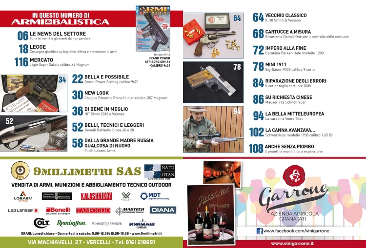 ARMI & BALISTICA: in edicola il numero di aprile ARMI & BALISTICA numero 75 / aprile 2018 SOMMARIO