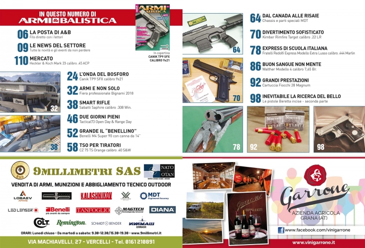 ARMI & BALISTICA: giugno 2018 è in edicola ARMI & BALISTICA numero 77 / giugno 2018 SOMMARIO