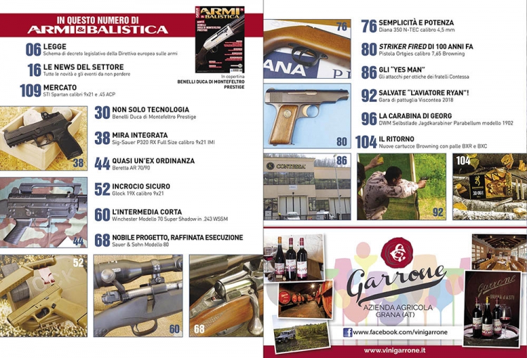 ARMI & BALISTICA numero 78 / luglio 2018 SOMMARIO