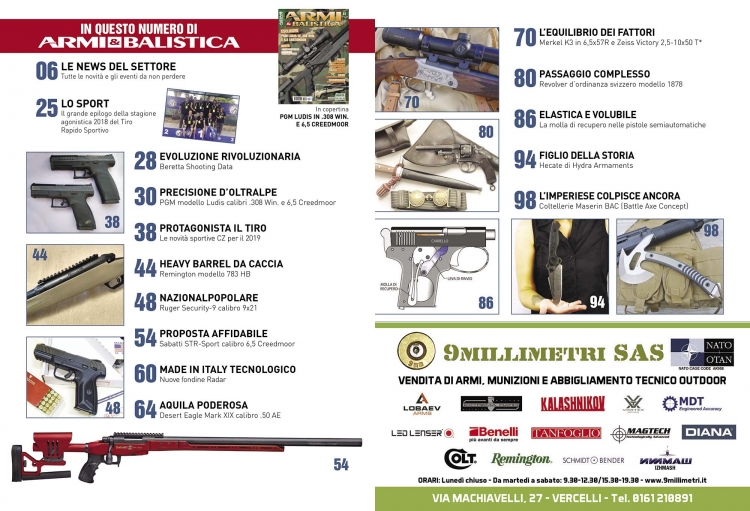 ARMI & BALISTICA numero 81 / gennaio-febbraio 2019 SOMMARIO
