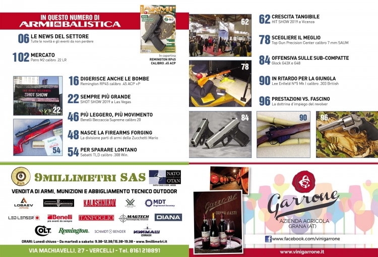ARMI & BALISTICA numero 82 / marzo-aprile 2019 SOMMARIO