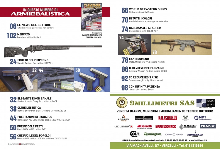 ARMI & BALISTICA numero 86 / novembre-dicembre 2019 SOMMARIO