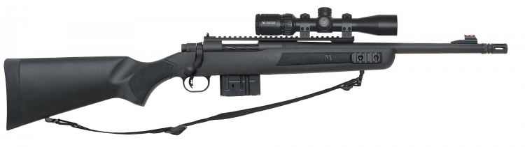 Mossberg new products for 2016 The versatile Scout rifle design features a forward-mounted optic, here with a Vortex Crossfire II Scout 2-7x32mm riflescope