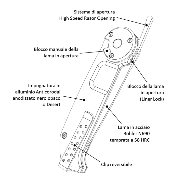 The main features of the Extrema Ratio BF2 R folding knive