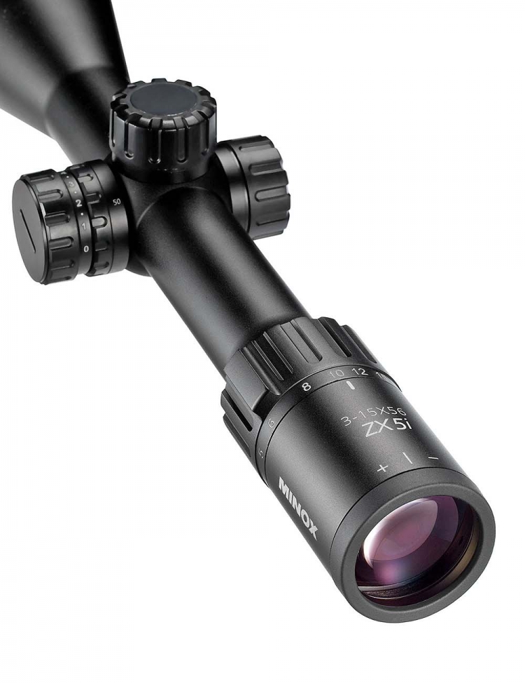 Minox ZX5-ZX5i riflescopes series Detail view of the ocular of a Minox ZX5i 3-15x56 SF riflescope