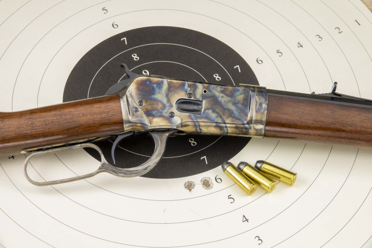 Chiappa 1892 lever action rifle 3 shots group at 50 meters, shooting from a rest