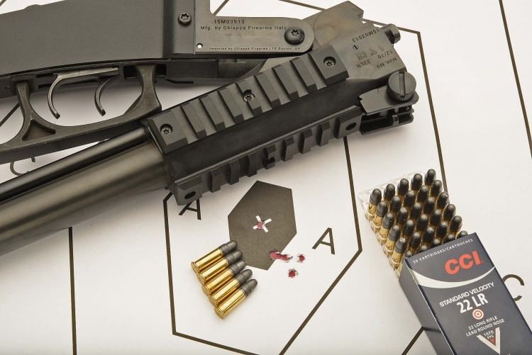 5 shots group at 25 meters, shooting from a rest, with holographic sight