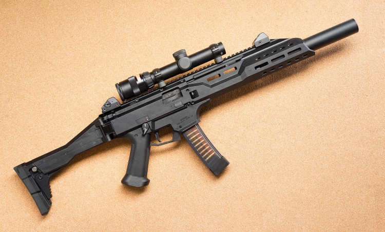 CZ and the Czech School of Gunmaking: the international days A long-barrel version of the CZ Scorpion EVO-3 S1 semi-automatic carbine, as distributed on the north American market