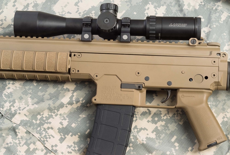 Joshua MK5: the AR/AK Hybrid Rifle The Joshua MK5 is chambered for the 5.56x45mm/.223 Remington caliber, and feeds through STANAG magazines