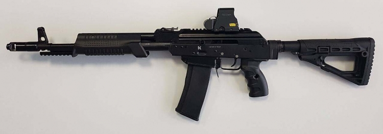 VIDEO: Kalashnikov KSZ-223 pump-action rifle The KSZ-223 seen from the left side: note the ambidextrous cocking handle, easier to operate when firing from the prone position