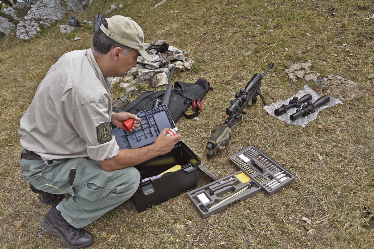 All you need for the cleaning and maintenance of your guns, with you on the field, all the time!