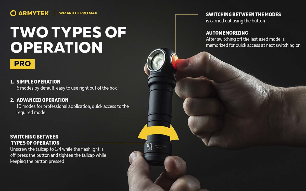 Armytek Wizard C2 Pro Max Magnet USB flashlight Armytek Wizard C2 Pro Max Magnet USB flashlight