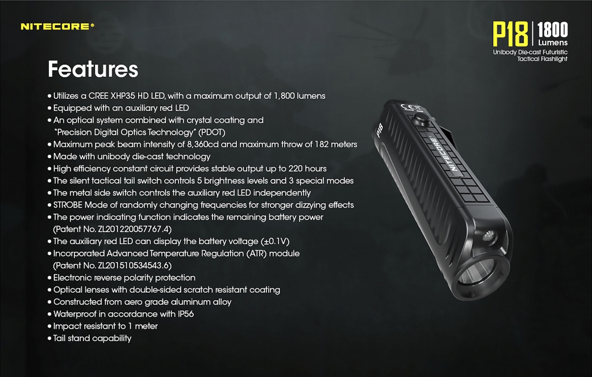 Nitecore P18 flashlight