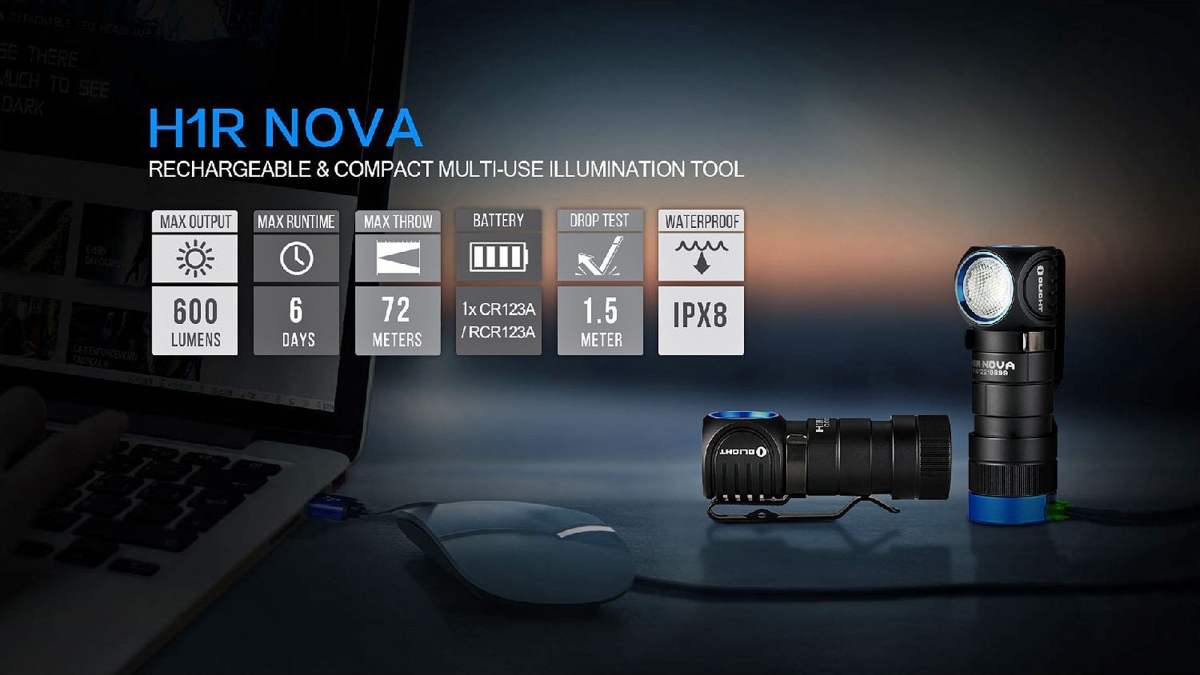 Olight H1R Nova flashlight The H1R Nova is one of the many new flashlights launched by Olight for 2017