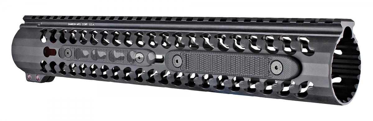 Hogue G10 KeyMod rail covers for AR rifles The new Hogue G10 KeyMod rail covers mounted, with another one (ghosted) at left