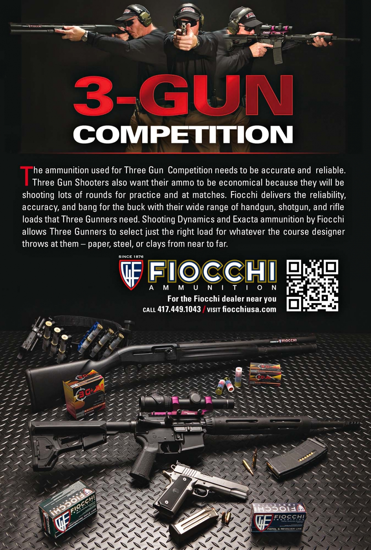 Fiocchi 28 gauge 3” shotshell and 3G+JM Tri-Gun Match loads Fiocchi 3G+JM ammunition for Tri-Gun Competition shooters