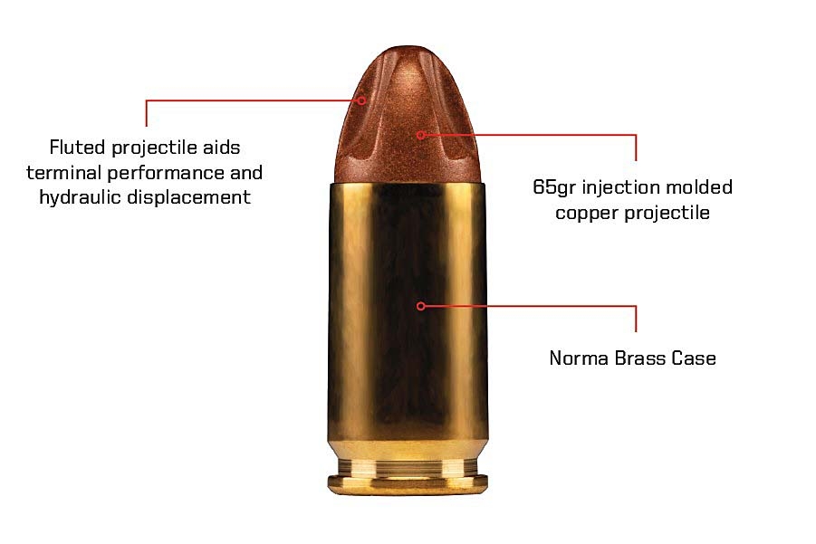Norma NXD non-expanding defensive ammunition The main features of Norma's new NXD non-expanding defensive ammunition