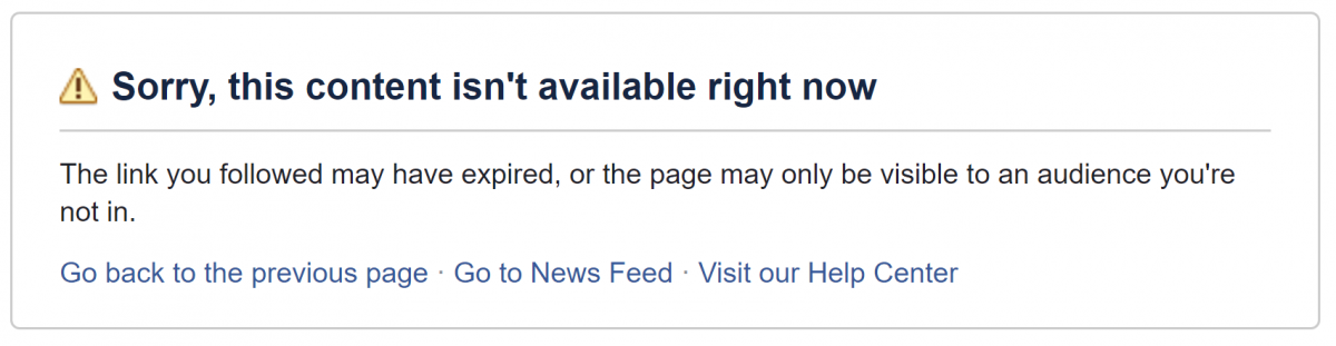 Un messaggio standard fa da epitaffio a quella che prima era una pagina dedicata al libero scambio di opinione