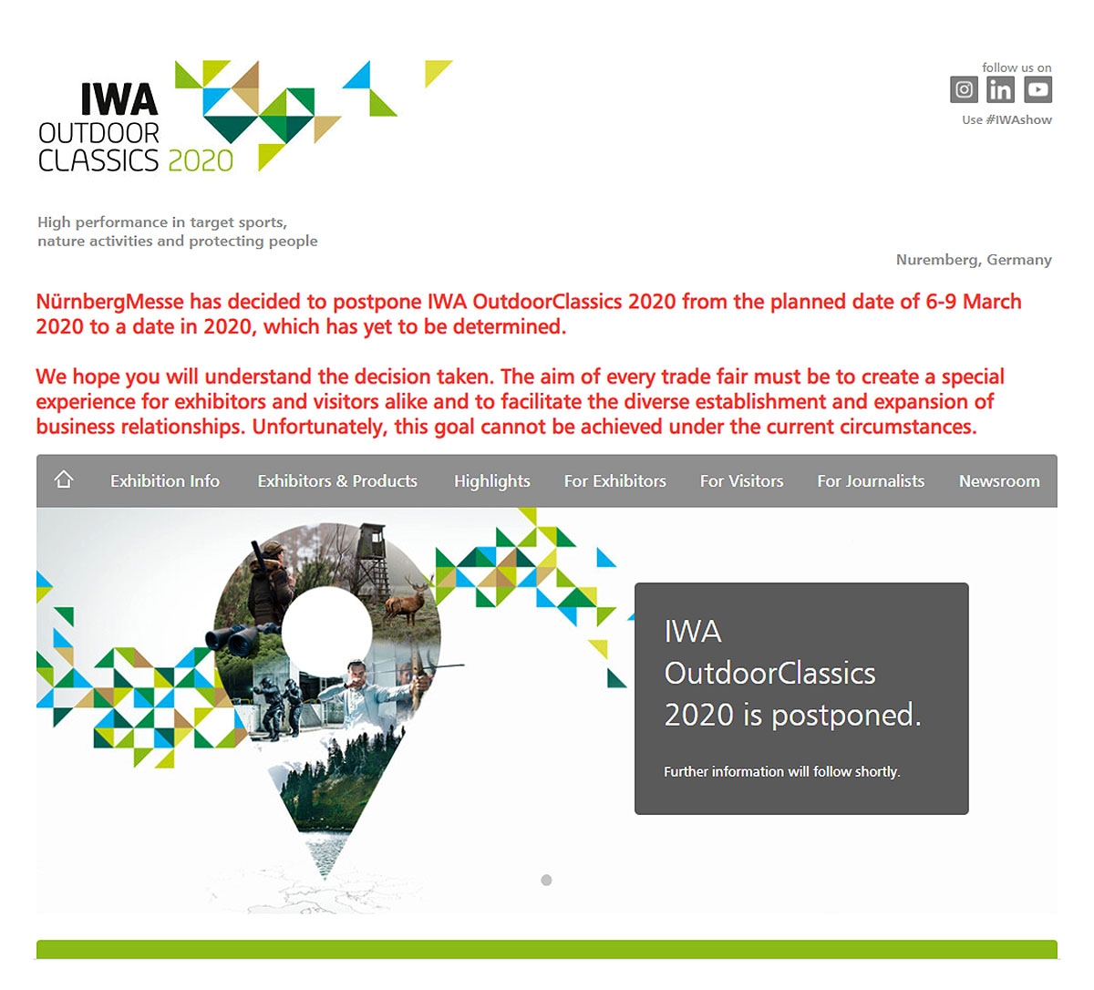 IWA 2020 cancelled, but postponed IWA 2020 cancelled, but postponed