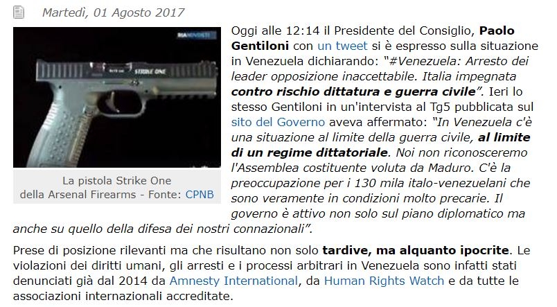 Arsenal Firearms - comunicato stampa
