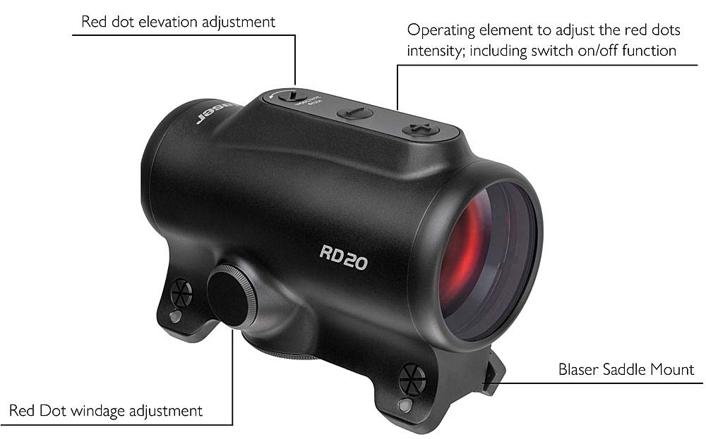 Blaser RD20 1x36, a dedicated red dot sight for Blaser rifles The features of the Blaser RD20 red dot sight