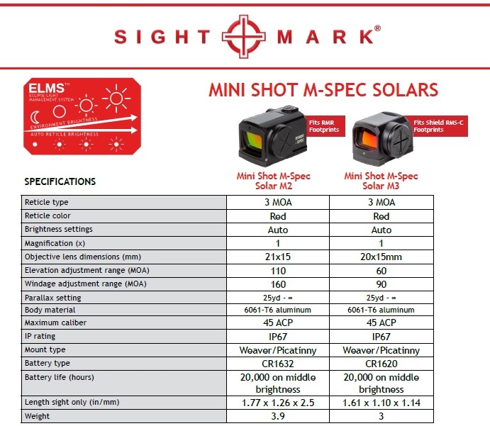 Sightmark Mini Shot M-Spec Solar Sightmark Mini Shot M-Spec Solar