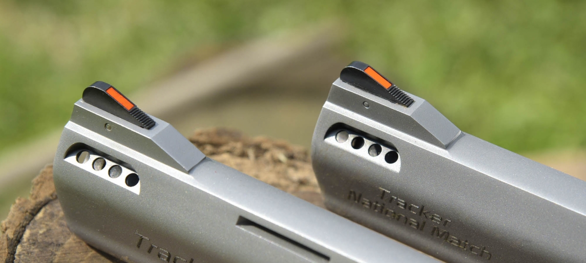 Taurus Tracker National Match .44 Magnum revolver The front sights come with high-visibility orange inserts