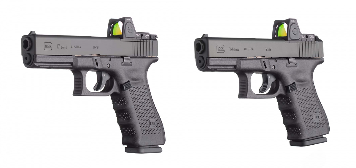 Two new Glock pistols with MOS: the Glock G17 Gen4 and G19 Gen4 From left: the Glock G17 Gen4 and the Glock G19 Gen4, both in the new MOS configuration