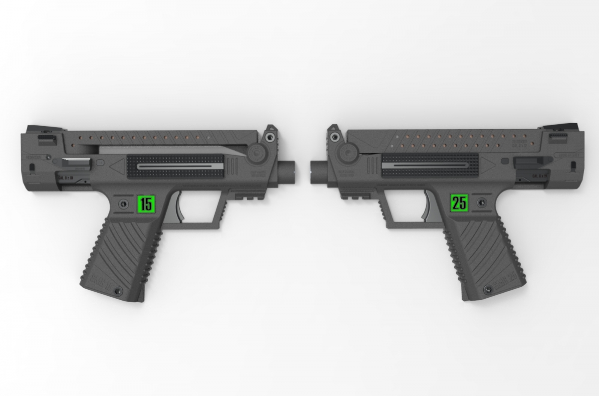 The Italian-based Tecnostudio Engineering company released the first CAD drawings of a perspective future bullpup pistol and micronized SMG for law enforcement and civilian sales
