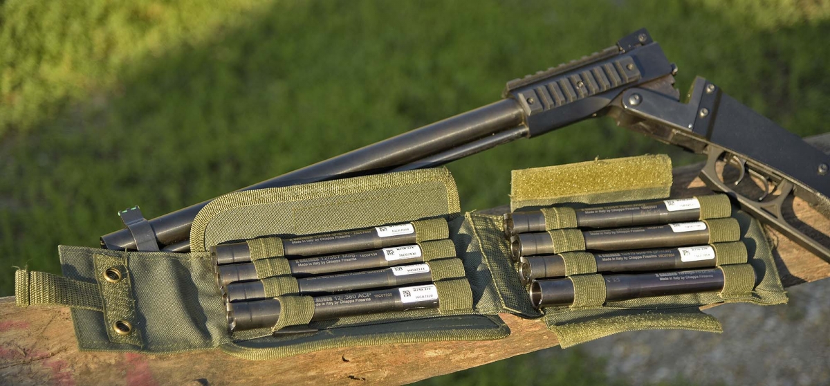The X-Caliber system is made of 8 rifled barrels adapters which, inserted in the chamber of the 12 gauge barrel of the Chiappa M6, allow the use of 10 different calibers