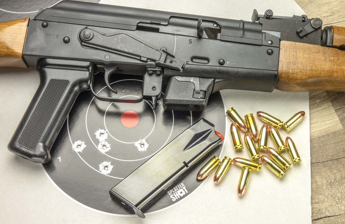 Chiappa RAK-9: the Italian AK pistol-caliber carbine a 5 shot, informal shooting group at 25 meters