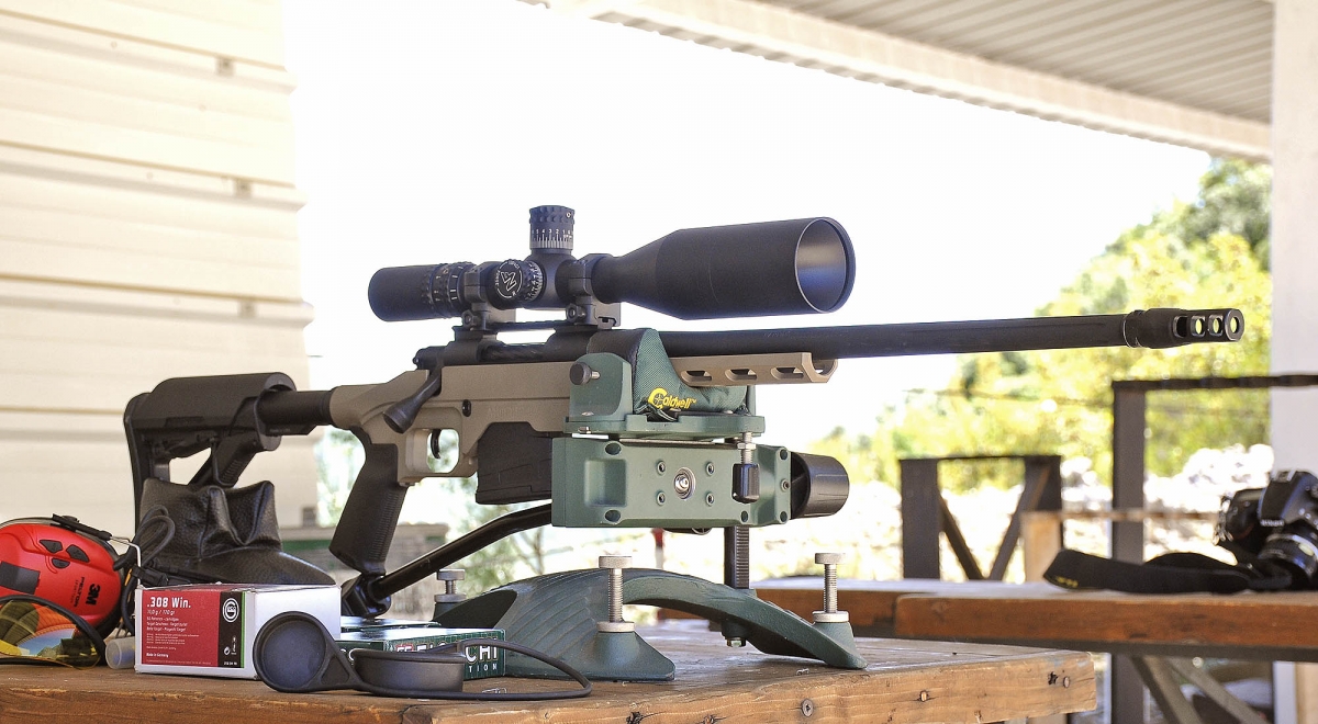 The Mossberg MVP LC rifle: one of the riflescopes we used was a Nightforce ATACR 5-25x56, costing fra more than the rifle