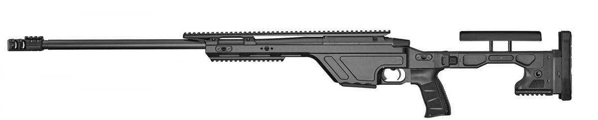 CZ TSR bolt-action tactical sniper rifle A left side view of the CZ TSR rifle