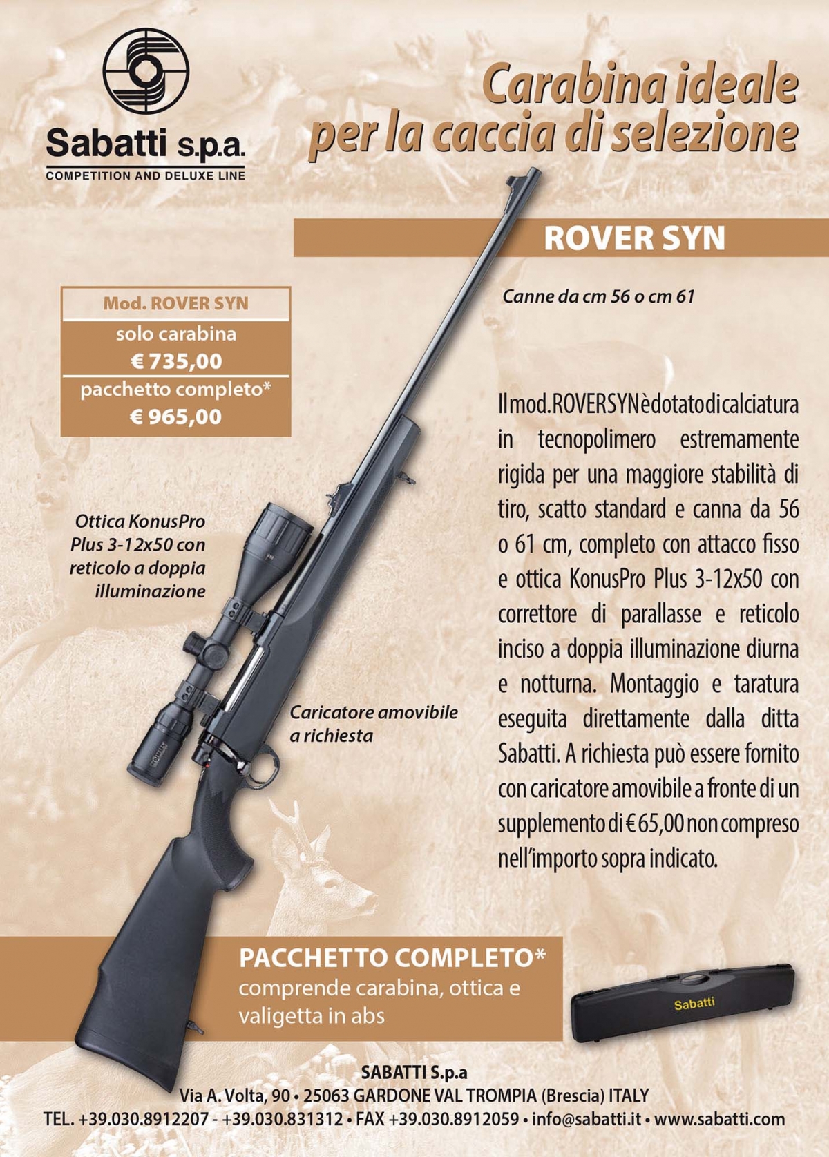Caccia a palla: pacchetto Sabatti Rover Syn con ottica Konus Pro Plus 3-12x50