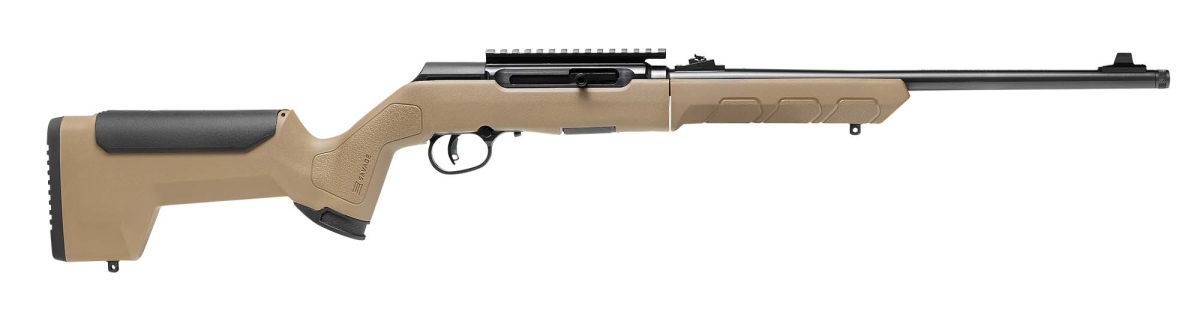 Savage Arms new 64F and A22 Takedown rimfire carbines Savage Arms A22 Takedown FDE .22 Long Rifle semi-automatic carbine – right side
