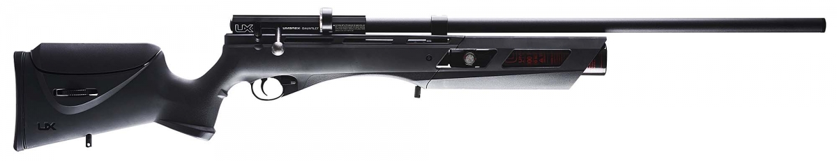 Umarex Gauntlet PCP rifle in .25/6.35mm caliber The new .25 caliber version of the Umarex Gauntlet air rifle, seen from the right side