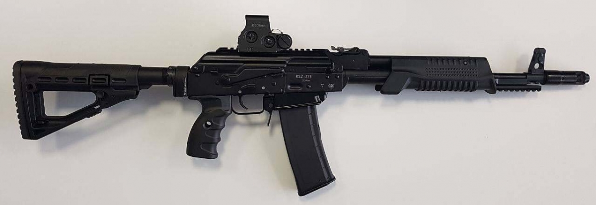 VIDEO: Kalashnikov KSZ-223 pump-action rifle The Saiga KSZ-223 pump-action rifle manufactured by the Kalashnikov Concern