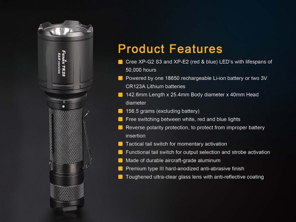 Fenix TK25 R&B: a new 1000-lumen tactical flashlight Some of the technical features of the TK25 R&B flashlight