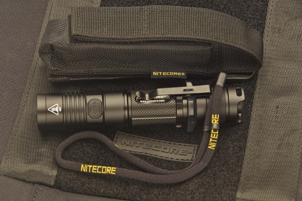 The flashlight comes with a belt pouch