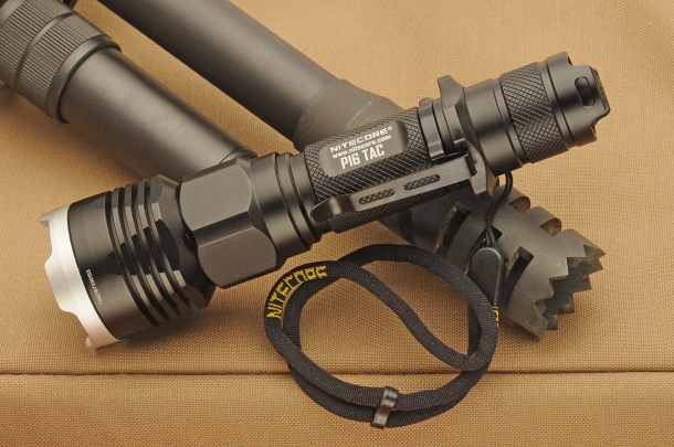 The flashlight comes with a pocket clip and a lanyard