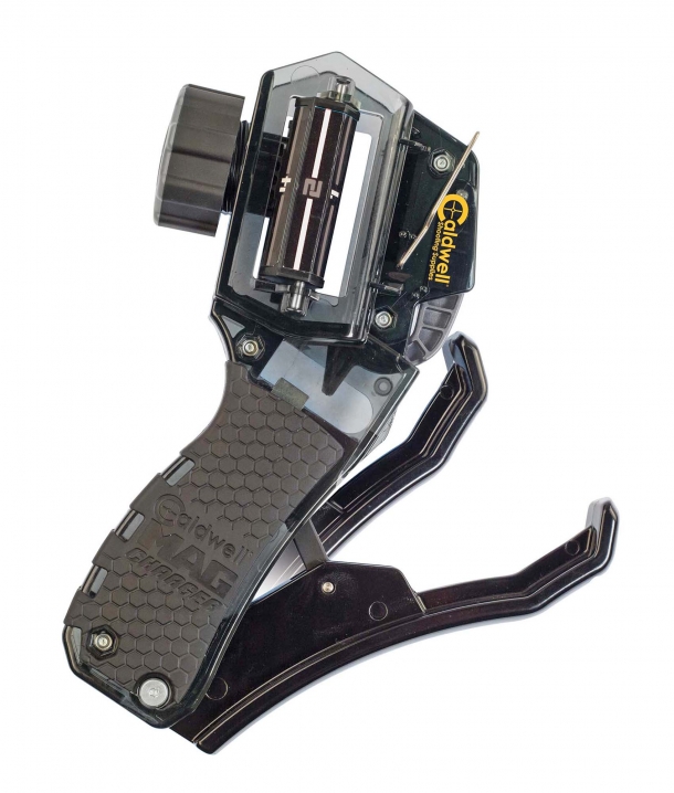 Caldwell Mag Charger Universal Pistol Loader: il carichino universale per pistole ...s'inseriscono le cartucce una ad una nell'apposita cucchiaia e si preme la maniglia