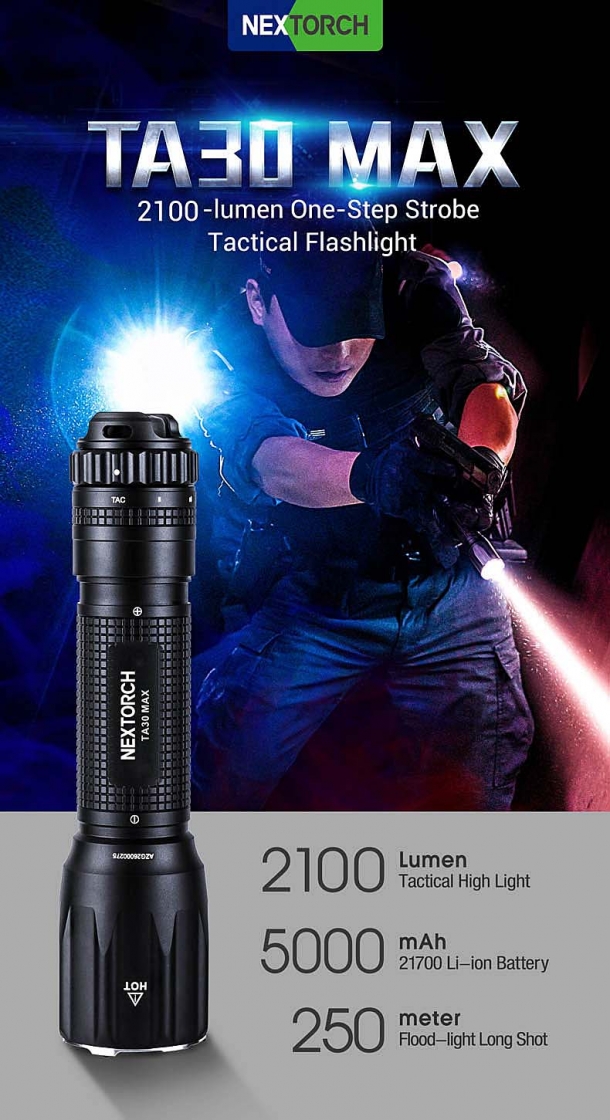 Nextorch TA30 MAX, la nuova e potente torcia tattica multifunzione Nextorch TA30 MAX, la nuova e potente torcia tattica multifunzione